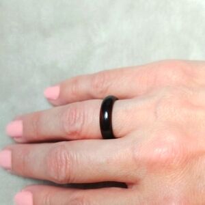 Agate Natural Polished Brown Crystal Ring. Size 7